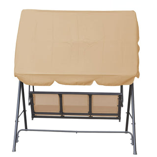 3-Person Beige Patio Swing Chair with Adjustable Waterproof Canopy for Outdoor Garden Backyard