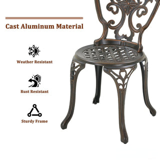 2-Piece Antique Bronze/White Cast Aluminum Stackable Outdoor Dining Chairs with Elegant European-Style Design for Patio & Garden
