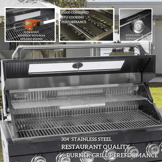 110-Inch 4-Burner 72000 BTU Outdoor Kitchen Island Grill | Stainless Steel BBQ with Wine Cooler, Rotisserie, Granite Countertop & Storage