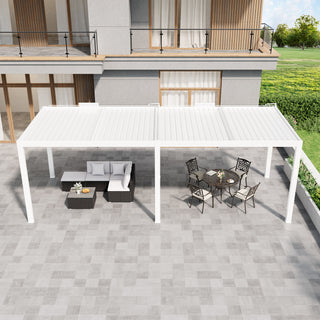 Aluminum Double Pergola Gazebo with Adjustable Louvered Roof & LED