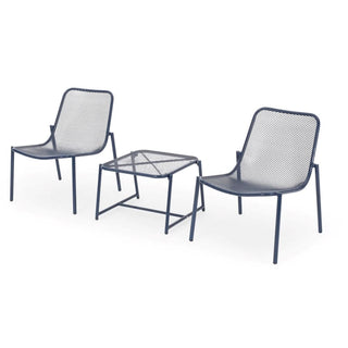 3-Piece Outdoor Patio Conversation Set, Iron Frame Bistro Set with 2 Mesh Chairs & Side Table