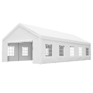 16 x 32 FT Heavy Duty Carport Canopy with Removable Waterproof Cover & Sidewalls, Portable Metal Garage Shelter for Cars