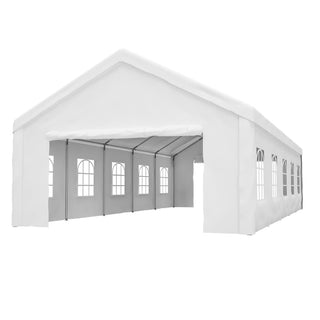 16 x 32 FT Heavy Duty Carport Canopy with Removable Waterproof Cover & Sidewalls, Portable Metal Garage Shelter for Cars
