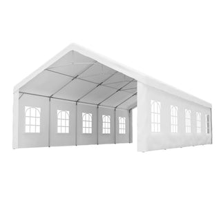 16 x 32 FT Heavy Duty Carport Canopy with Removable Waterproof Cover & Sidewalls, Portable Metal Garage Shelter for Cars