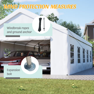 16 x 32 FT Heavy Duty Carport Canopy with Removable Waterproof Cover & Sidewalls, Portable Metal Garage Shelter for Cars
