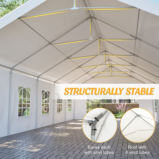 16 x 32 FT Heavy Duty Carport Canopy with Removable Waterproof Cover & Sidewalls, Portable Metal Garage Shelter for Cars