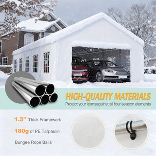 16 x 32 FT Heavy Duty Carport Canopy with Removable Waterproof Cover & Sidewalls, Portable Metal Garage Shelter for Cars