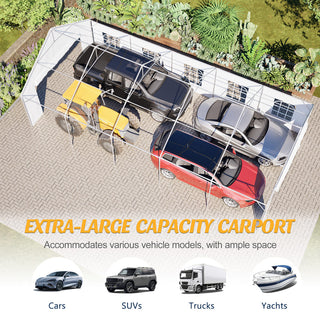 16 x 32 FT Heavy Duty Carport Canopy with Removable Waterproof Cover & Sidewalls, Portable Metal Garage Shelter for Cars