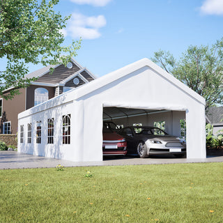 16 x 32 FT Heavy Duty Carport Canopy with Removable Waterproof Cover & Sidewalls, Portable Metal Garage Shelter for Cars