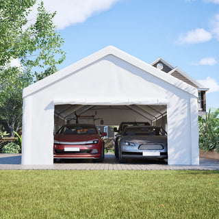 16 x 32 FT Heavy Duty Carport Canopy with Removable Waterproof Cover & Sidewalls, Portable Metal Garage Shelter for Cars