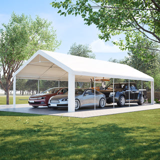 16 x 32 FT Heavy Duty Carport Canopy with Removable Waterproof Cover & Sidewalls, Portable Metal Garage Shelter for Cars