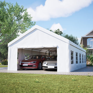 16 x 32 FT Heavy Duty Carport Canopy with Removable Waterproof Cover & Sidewalls, Portable Metal Garage Shelter for Cars
