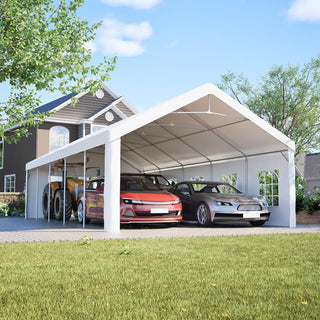 16 x 32 FT Heavy Duty Carport Canopy with Removable Waterproof Cover & Sidewalls, Portable Metal Garage Shelter for Cars