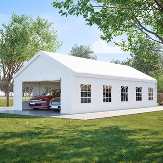 16 x 32 FT Heavy Duty Carport Canopy with Removable Waterproof Cover & Sidewalls, Portable Metal Garage Shelter for Cars