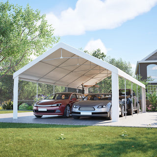 16 x 32 FT Heavy Duty Carport Canopy with Removable Waterproof Cover & Sidewalls, Portable Metal Garage Shelter for Cars
