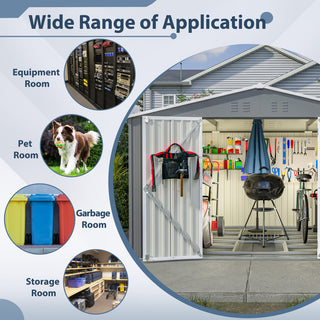 10X8 FT Metal Outdoor Storage Shed with Metal Foundation & Lockable Doors – Garden Tool Shed