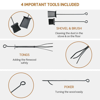 30/36 Inch Firewood Rack with 4 Tool Set Kindling Holders