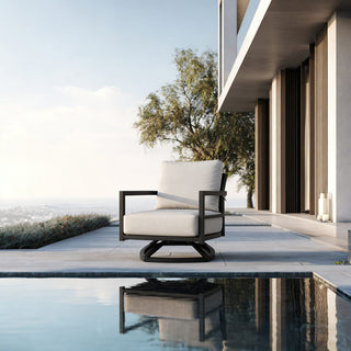 Modern Outdoor Swivel Lounge Chair – Fully Welded Aluminum Frame with 360° Rotation & Sunbrella® Cushion