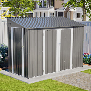 9X4 FT Outdoor Metal Storage Shed – Lockable, Heavy-Duty Garden Shed for Lawn Mower, Tools & Bikes, Weatherproof