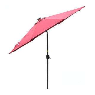 9ft Solar LED Patio Umbrella – Outdoor Market Umbrella with 32 LED Lights, Tilt & Crank