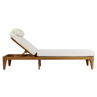 Outdoor Wood Chaise Lounge Chair, Adjustable Patio Recliner with Multi-Position Backrest, Sun Lounger for Poolside, Deck & Garden