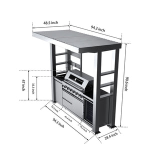 94-Inch 6-Burner 85000 BTU Outdoor Kitchen Island Grill | Stainless Steel BBQ with Wine Cooler, Rotisserie, Granite Countertop & Storage Cabinets