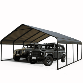 Heavy Duty Carport Shelter – Reinforced All-Weather Car Canopy for Vehicles, Boats & Equipment (Gray/White)