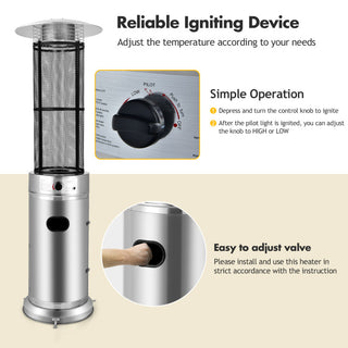 40000 BTU Stainless Steel Round Glass Tube Patio Heaters