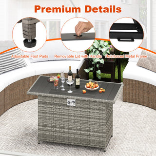 44.5 Inch Propane Fire Pit Table Rattan Gas 2-in-1 with Stainless Steel Burner
