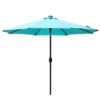 9ft Solar LED Patio Umbrella – Outdoor Market Umbrella with 32 LED Lights, Tilt & Crank