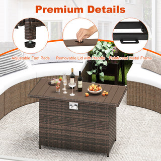 44.5 Inch Propane Fire Pit Table Rattan Gas 2-in-1 with Stainless Steel Burner