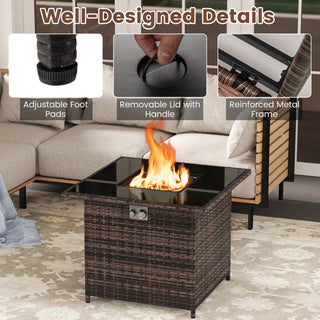32.5 Inch Propane Fire Pit Table 50000 BTU with Tempered Glass Tabletop