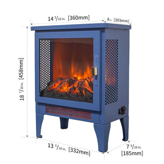 18-Inch Freestanding Electric Fireplace Stove Heater with 3D Flame Effect