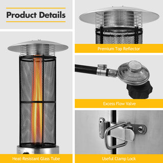 40000 BTU Stainless Steel Round Glass Tube Patio Heaters