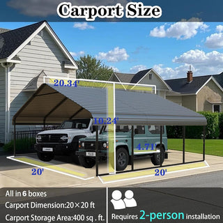 Heavy Duty Carport Shelter – Reinforced All-Weather Car Canopy for Vehicles, Boats & Equipment (Gray/White)