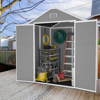 6x5 Ft Resin Storage Shed, Heavy-Duty Plastic Garden Tool Shed with Waterproof PP Panels, UV & Rust Resistant
