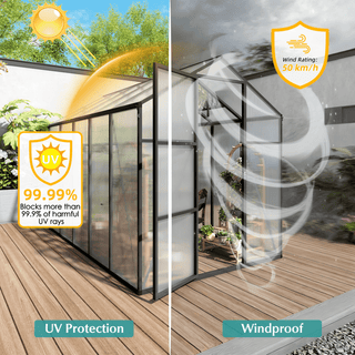 Walk-In Outdoor Polycarbonate Greenhouse with Aluminum Frame – Adjustable Vents, Lockable Door & UV Protection for Backyard