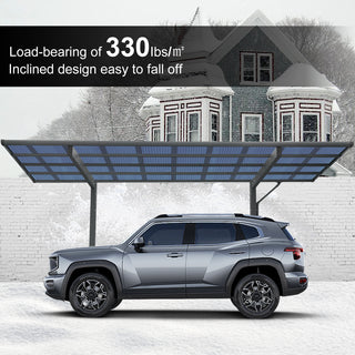 17x9 FT Outdoor Carport with Aluminum Frame and Polycarbonate Roof Panels, Heavy-Duty Car Shelter for Driveway, Car, and Truck