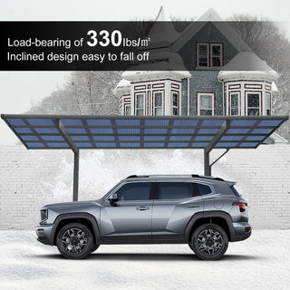 17x9 FT Outdoor Carport with Aluminum Frame and Polycarbonate Roof Panels, Heavy-Duty Car Shelter for Driveway, Car, and Truck