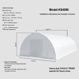 40ft x 82ft Heavy Duty Single Frame Container Shelter – Tarpaulin Warehouse Tent (Containers Not Included)