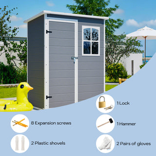 5x3 Ft Gray Resin Outdoor Storage Shed with Floor, Waterproof Lockable Design & Window, Compact Garden Tool Storage for Patio, Backyard & Outdoor Use