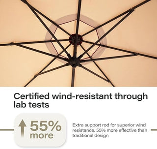 12-FT Luxury Curved Cantilever Umbrella With Base, 360° Rotatable,Suitable For Markets, Swimming Pools, Gardens, Backyards, And Patios