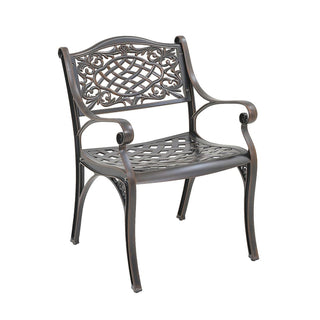 Set of 2 Vintage Cast Aluminum Outdoor Dining Chairs in Antique Bronze – Ergonomic Patio Chairs, Rust-Resistant, Weather-Resistant