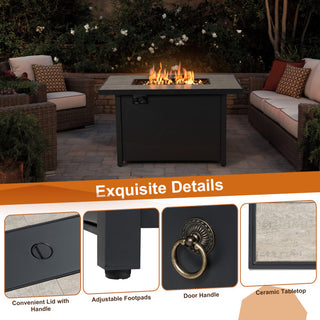 42 Inch 60000 BTU Propane Fire Pit Table with Ceramic Tabletop