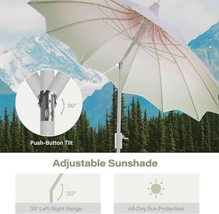 9FT Outdoor Gazebo Style Patio Umbrella With Lighting Function, Petal-Shaped Canopy, 360-Degree Rotation, And Tilt Adjustment