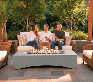 56-Inch Propane Fire Pit Table, 50,000 BTU Concrete Gas Fire Pit for Patio, Backyard & Deck with Lava Rocks & Cover