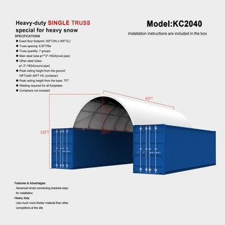 20ft x 40ft Single Frame Container Canopy – Heavy-Duty Tarpaulin Storage Shelter (No Containers Included)