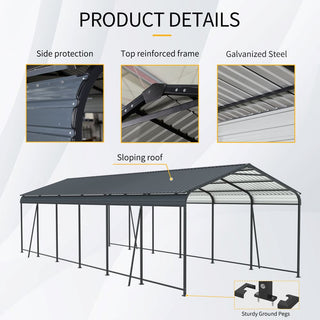 Heavy-Duty Metal Carport with Galvanized Steel Roof and Frame, All-Weather Outdoor Car Shelter Garage for Driveway, Cars, and Trucks