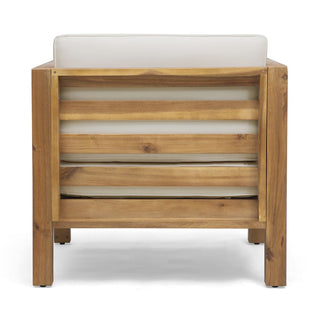 Acacia Wood Sofa And Lounge Chair, With A Modular Design And Removable Cushions.