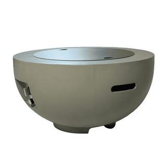 Outdoor Round Propane Fire Pit Table 28-inch,40,000 BTU Fire Pit Bowl,Light Concrete Propane Fire Pit with Free Lava Rocks,Rain Cover and Burner Lid,for Outside Patio,Garden,Deck,Light Gray